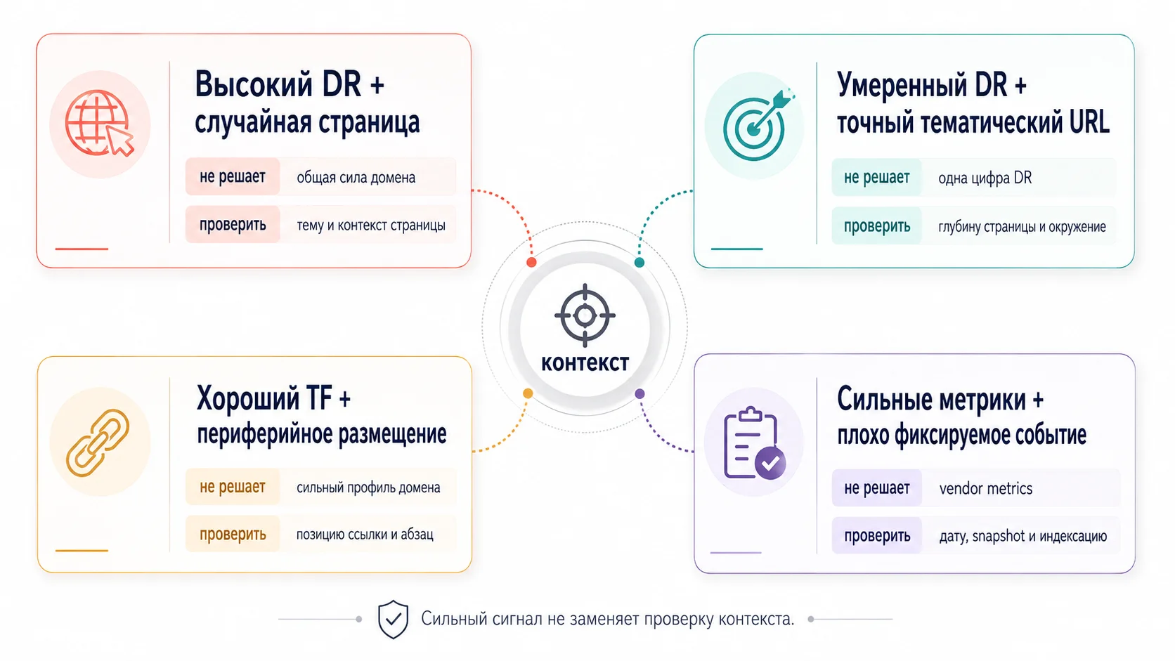 Конфликтующие сигналы при выборе сайта-донора для SEO-эксперимент
