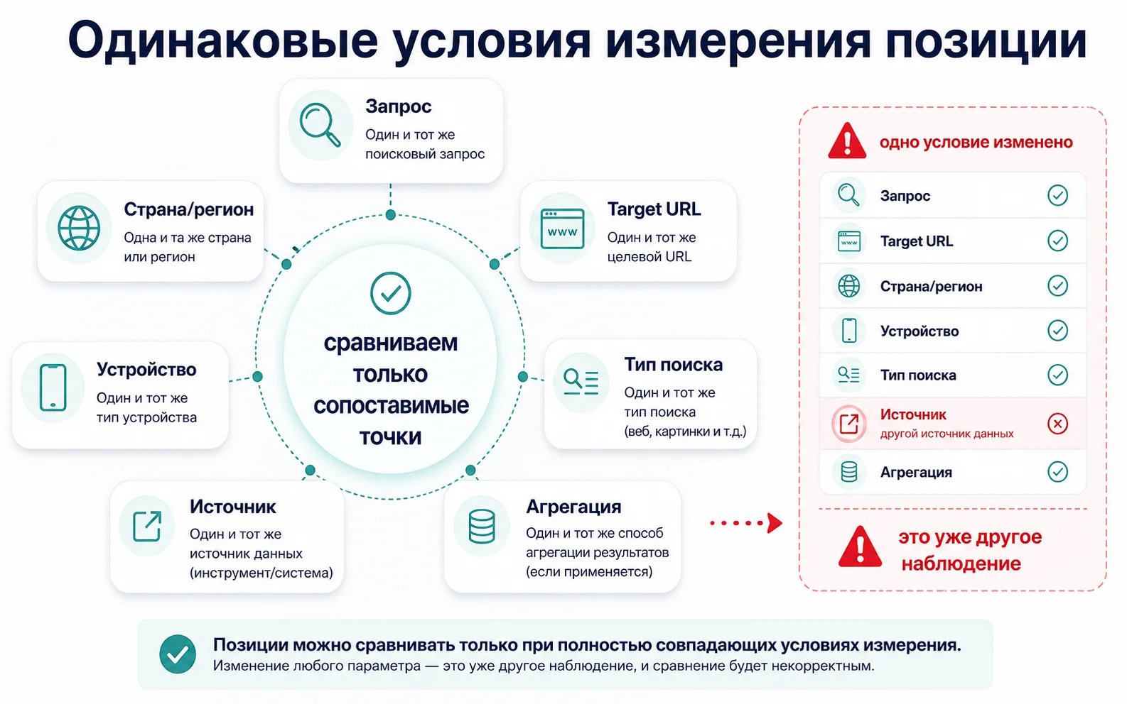 Условия сопоставимого измерения позиции в SEO-эксперименте